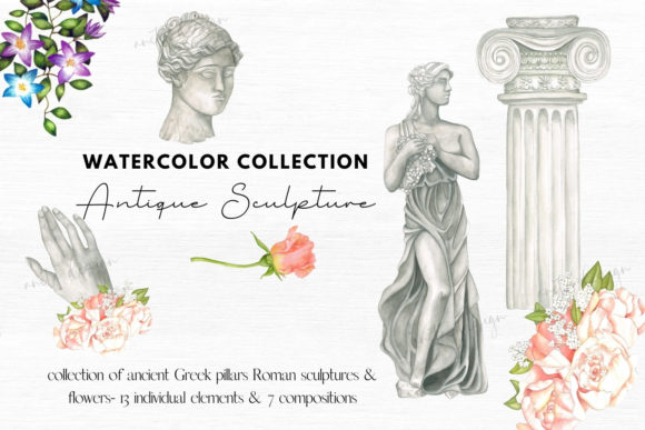 Download Antique Clipart Watercolor Sculptures - Premium Bundle