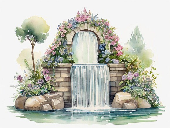 Download Watercolor Painting of a Flower Garden - Watercolor painting Collection